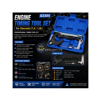 Glatt G3305 Engine Timing Tool Set For Chevrolet (1.6 / 1.8L)